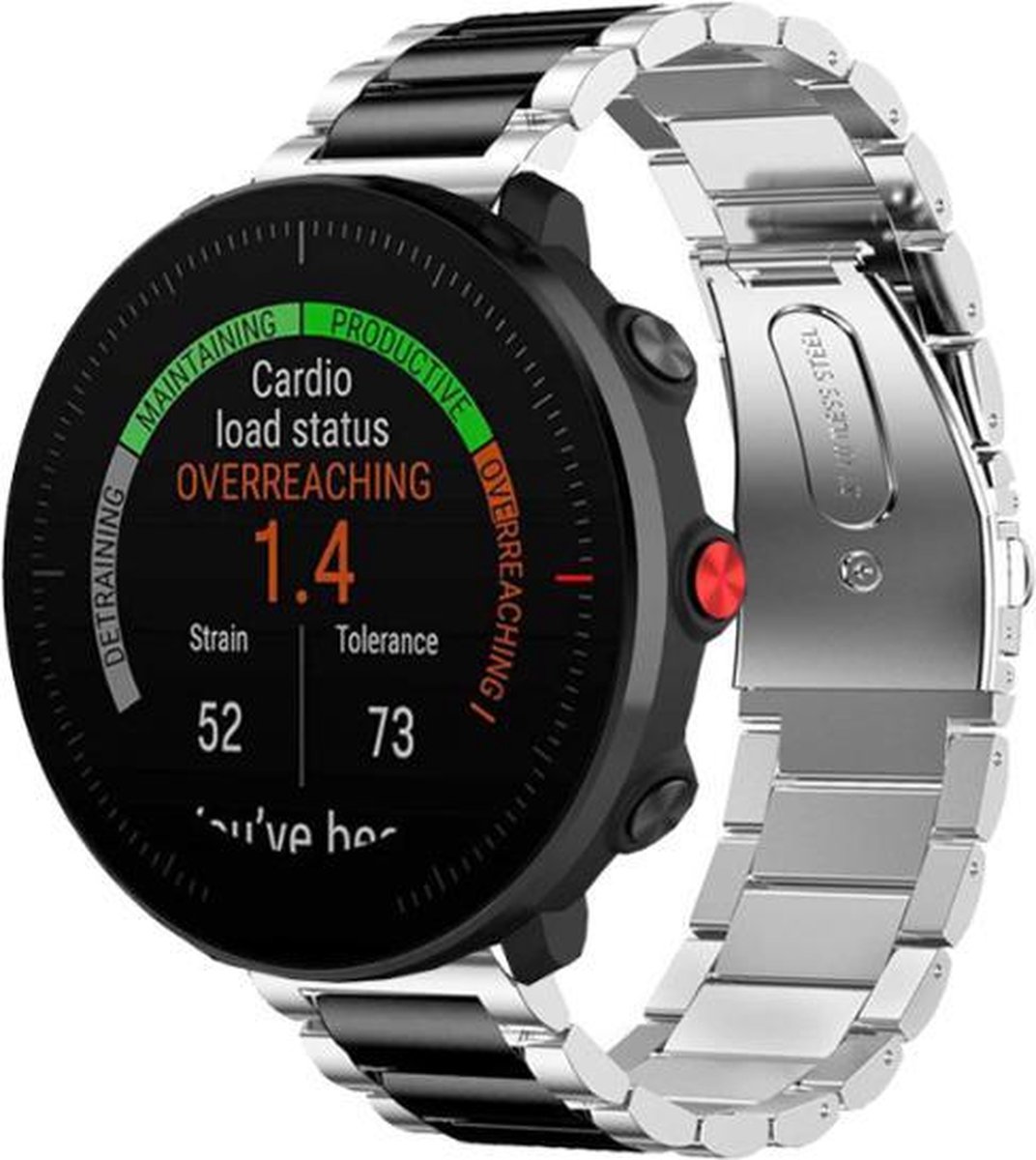 Geschikt voor Polar Vantage M stalen band - zilver/zwart - 46mm