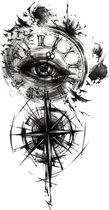 Tattoo eye of time - plaktattoo - tijdelijke tattoo - 21 cm x 11.4 cm (L x B)