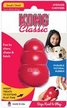 Verpakking van een rood KONG Classic hondenspeeltje, maat S, duurzaam natuurlijk rubber.