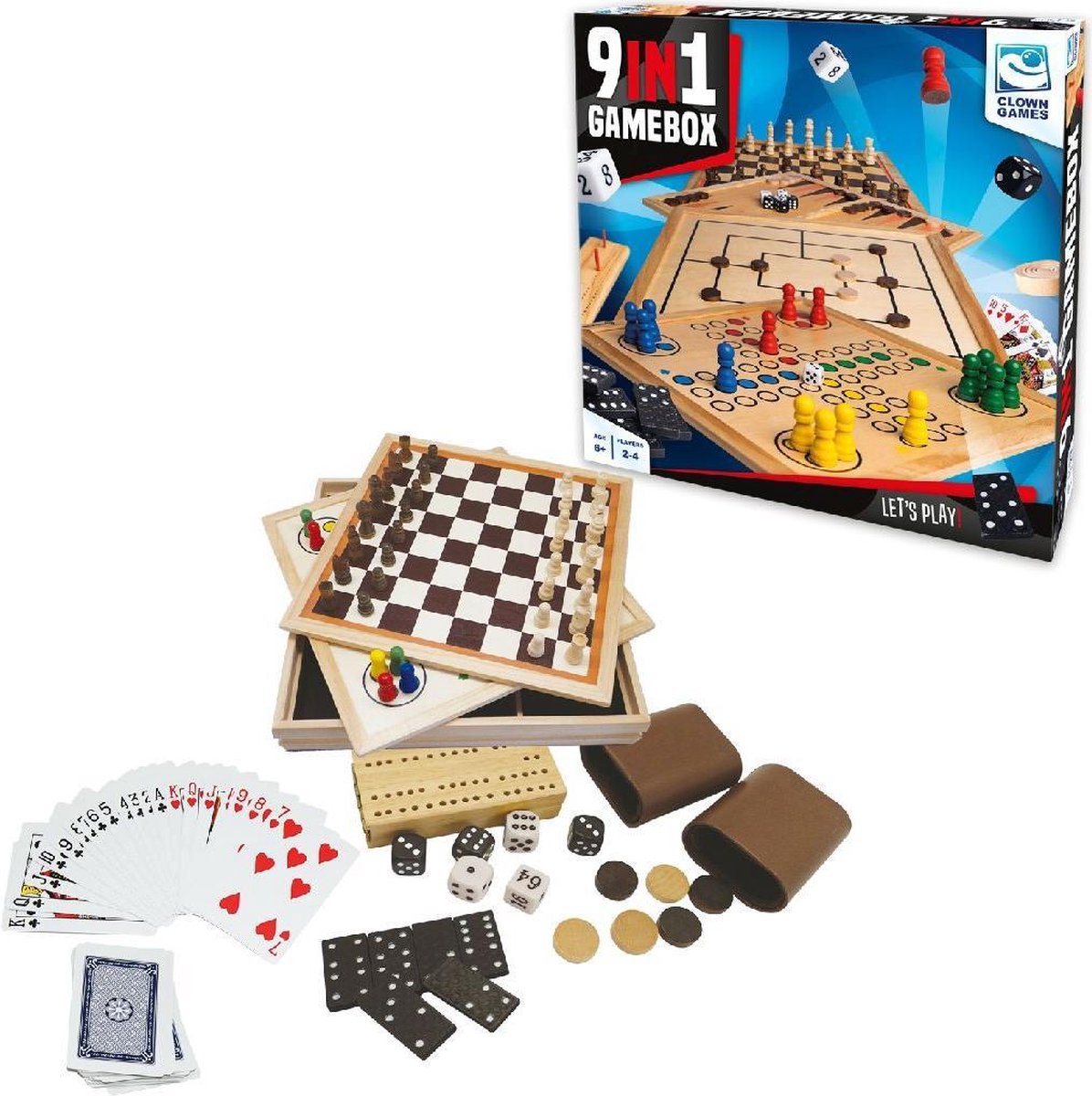 Clown Games 9-In-1 Spellendoos Hout — cadeau in Spellen & Speelgoed - foto 5