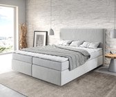 Bed Dream-Well Zilvergrijs 160x200 cm Microvezel stof met matras en topper boxspring-bed