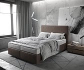 Bed Dream-Well Donkerbruin 140x200 cm Imitatieleer met matras en topper boxspring-bed