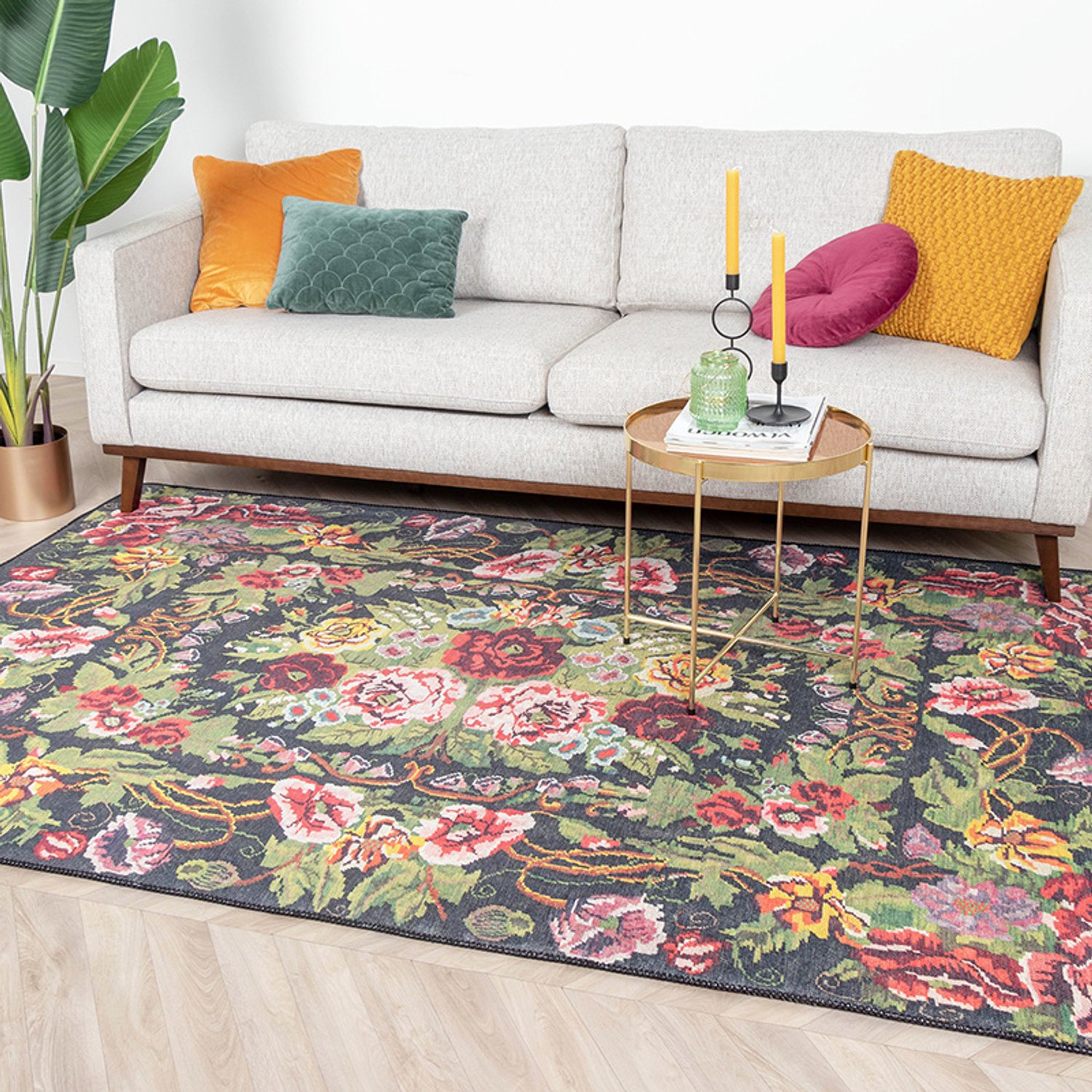 FRAAI Vloerkleed - Estate Rozenkelim Groen | Bloemen - 160x230cm