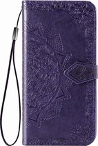 Motorola Moto G8 Power Hoesje - Mobigear - Mandala Serie - Kunstlederen Bookcase - Paars - Hoesje Geschikt Voor Motorola Moto G8 Power