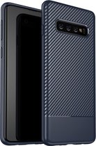 Samsung Galaxy S10 Hoesje - Mobigear - Racing Serie - TPU Backcover - Blauw - Hoesje Geschikt Voor Samsung Galaxy S10