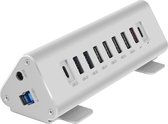 Macally UCTRIHUB9-EU USB-C naar 9 poorts-USB-A/USB-C-hub/lader - Inclusief voedingskabel (tweepins Europlug) en USB-C-kabel