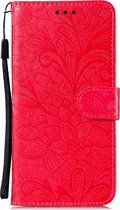 Mobigear Telefoonhoesje geschikt voor Samsung Galaxy Note 10 Lite Hoesje | Mobigear Flowers Bookcase Portemonnee | Pasjeshouder voor 3 Pasjes | Telefoonhoesje voor Pinpas / OV Kaart / Rijbewijs - Rood