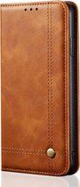 Mobigear Stitching  Bookcase voor de OnePlus 8 Pro - Cognac