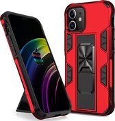 Apple iPhone 12 Pro Hoesje - Mobigear - Armor Stand Serie - Hard Kunststof Backcover - Rood - Hoesje Geschikt Voor Apple iPhone 12 Pro