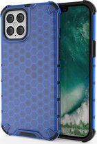 Apple iPhone 12 Pro Max Hoesje - Mobigear - Honeycomb Serie - Hard Kunststof Backcover - Blauw - Hoesje Geschikt Voor Apple iPhone 12 Pro Max