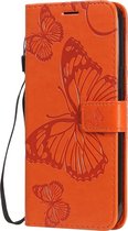 Apple iPhone 12 Pro Max Hoesje - Mobigear - Butterfly Serie - Kunstlederen Bookcase - Oranje - Hoesje Geschikt Voor Apple iPhone 12 Pro Max