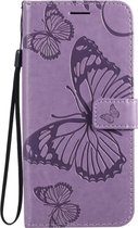 OnePlus 8 Hoesje - Mobigear - Butterfly Serie - Kunstlederen Bookcase - Paars - Hoesje Geschikt Voor OnePlus 8