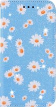 Apple iPhone 12 Mini Hoesje - Mobigear - Design Serie - Kunstlederen Bookcase - Daisies Blue - Hoesje Geschikt Voor Apple iPhone 12 Mini