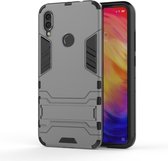 Mobigear Armor Stand Backcover Hoesje - Geschikt voor Xiaomi Redmi Note 7 - Gsm case - Grijs