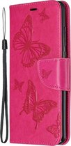 Xiaomi Redmi Note 8 Pro Hoesje - Mobigear - Butterfly Serie - Kunstlederen Bookcase - Rood - Hoesje Geschikt Voor Xiaomi Redmi Note 8 Pro