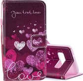 Samsung Galaxy S10 Hoesje - Mobigear - Design Serie - Kunstlederen Bookcase - Hearts - Hoesje Geschikt Voor Samsung Galaxy S10