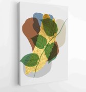 Botanical wall art vector set. Golden foliage line art drawing with abstract shape 2 - Moderne schilderijen – Vertical – 1899845974 - 40-30 Vertical