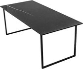 Marmeren Eettafel - Nero Marquina Zwart (U-poot) - 180 x 90 cm  - Gepolijst