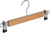 De Kledinghanger Gigant - 15 x Rok / broekhanger beukenhout naturel gelakt met anti-slip knijpers, 34 cm