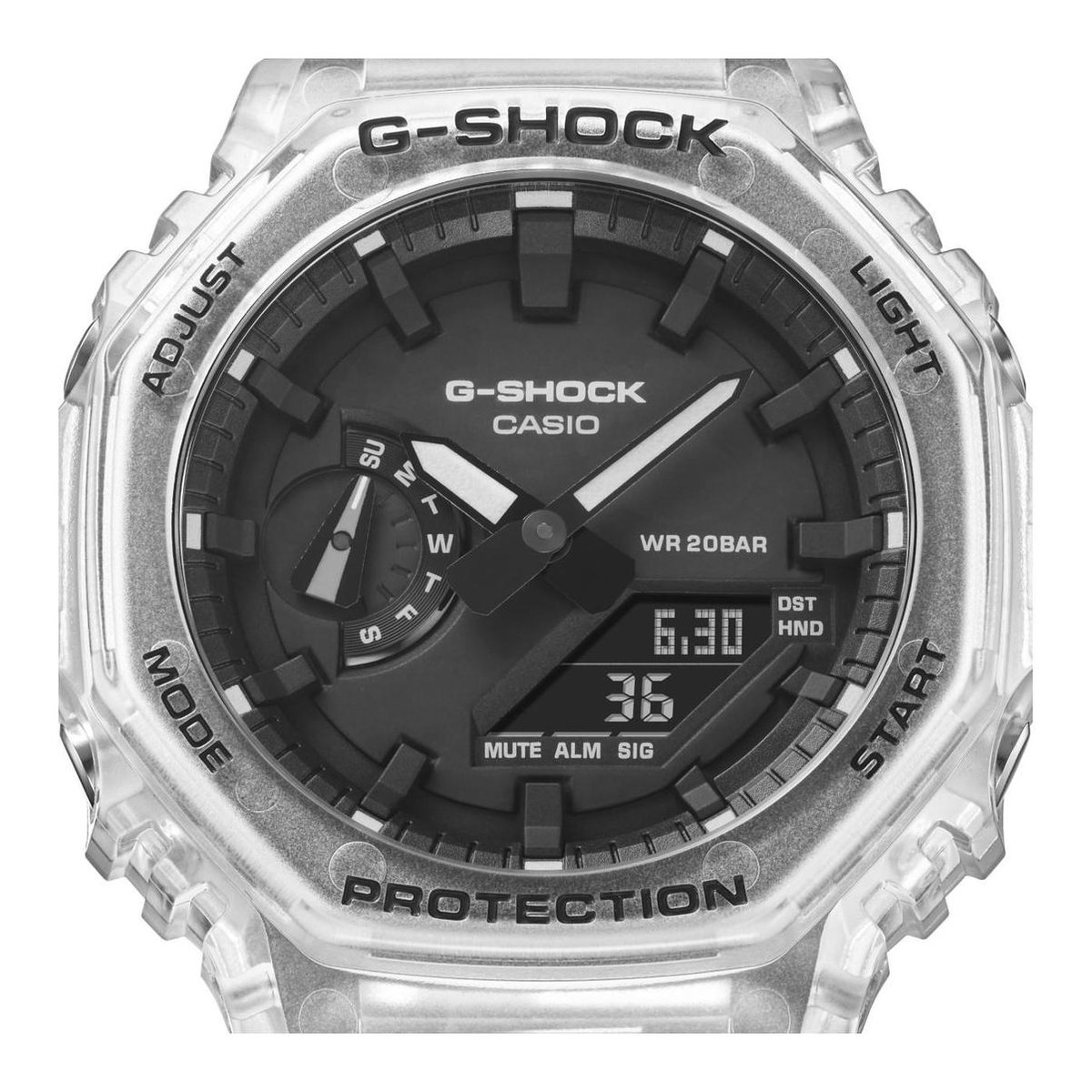 Casio GA-2100SKE-7AER G-Shock horloge transparant zwarte wijzerplaat