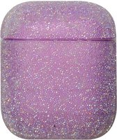 AirPods Hoesje - AirPods Case - Paars met Glitter Diamantjes (Zirkonia) - Valentijn Cadeautje voor Hem Haar - Valentijnsdag Cadeau