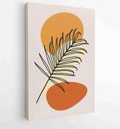 Botanical wall art vector set. Earth tone boho foliage line art drawing with abstract shape. 3 - Moderne schilderijen – Vertical – 1866300556 - 50*40 Vertical
