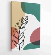 Botanical wall art vector set. Earth tone boho foliage line art drawing with abstract shape. 1 - Moderne schilderijen – Vertical – 1875684274 - 115*75 Vertical