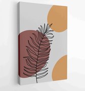 Botanical wall art vector set. Earth tone boho foliage line art drawing with abstract shape. 4 - Moderne schilderijen – Vertical – 1875684271 - 80*60 Vertical