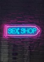 OHNO Neon Verlichting Sex Shop 2 - Neon Lamp - Wandlamp - Decoratie - Led - Verlichting - Lamp - Nachtlampje - Mancave - Neon Party - Kamer decoratie aesthetic - Wandecoratie woonkamer - Wandlamp binnen - Lampen - Neon - Led Verlichting - Blauw