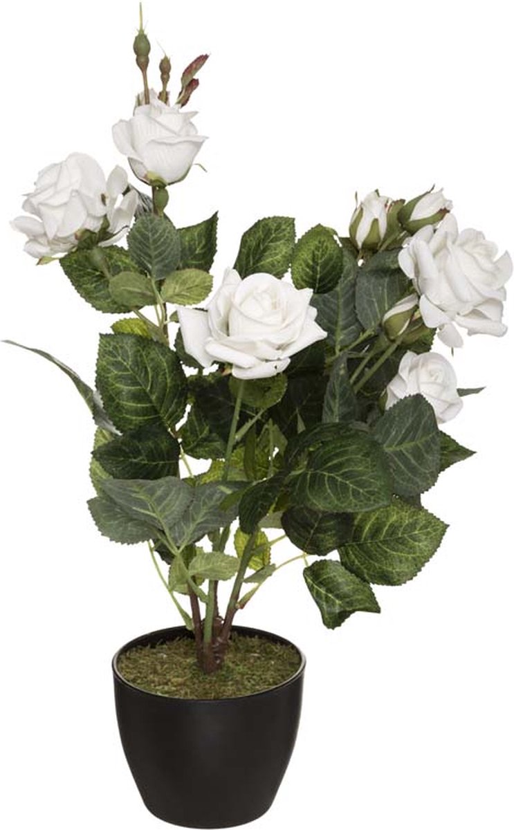 Kunstmatige planten decoratieve roos fluwelen 43cm - Fer|Polyester|Polyéthylène PE - Wit - Wit - SILUMEN