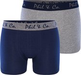 Phil & Co 2-Pack Boxershorts Heren Basic Navy -  S