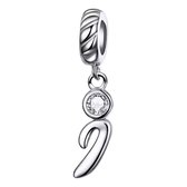 Tracelet - Zilveren bedels - Sierletter I bedel | Charm letter I Alfabetbedel | Met grote zirkonia | 925 Sterling Zilver - Pandora compatible - 925 Zilver Certificaat - In Leuke Ca