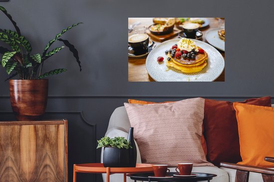 Sticker Muursticker Petit Déjeuner - Détente Petit Déjeuner avec crêpes - 60x40 cm - Film adhésif autocollant - Sticker mural repositionnable