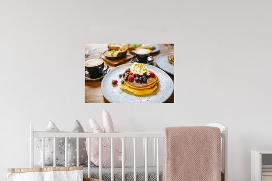 Sticker Muursticker Petit Déjeuner - Détente Petit Déjeuner avec crêpes - 60x40 cm - Film adhésif autocollant - Sticker mural repositionnable