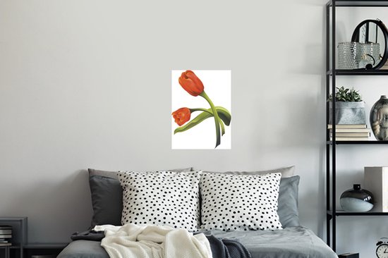 Sticker Muursticker Tulipe orange illustration - illustration de deux tulipes oranges - 30x40 cm - film adhésif autocollant - sticker mural repositionnable