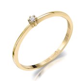 Lovebird LB119 - Gouden damesring met briljant - Dames - Maat 50 - Diamant - 2,5 mm - Briljant Geslepen - 0,03 Karaat - 14 Karaat - Goud