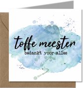Tallies Cards - greeting - ansichtkaarten - Toffe Meester - Aquarel  - Set van 4 wenskaarten - Inclusief kraft envelop - bedankkaart - bedankt - 100% Duurzaam