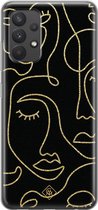 Samsung A32 4G hoesje siliconen - Abstract faces | Samsung Galaxy A32 4G case | zwart | TPU backcover transparant
