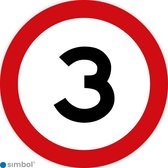 Simbol - Stickers 3 km - Maximaal 3 km/u - Duurzame Kwaliteit - Formaat ø 25 cm.