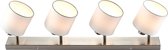 Lindby - plafondlamp - 4 lichts - ijzer, textiel - H: 19 cm - E14 - nikkel mat, wit