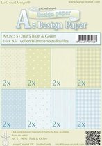 Design papier assortiment blauw/groen 16 x A5