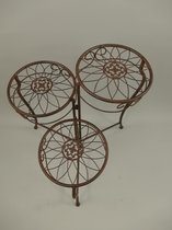 Bloemen tuintafel - Bijzettafel 3 niveau's - Bruin gietijzer - 60 cm hoog