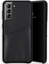 Selencia Hoesje Geschikt voor Samsung Galaxy S21 Plus Hoesje Met Pasjeshouder - Selencia Vayu Vegan Lederen Backcover - Zwart