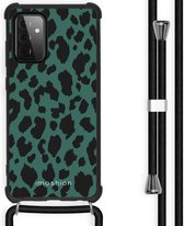 iMoshion Hoesje Geschikt voor Samsung Galaxy A72 Hoesje Met Koord - iMoshion Design Hoesje met Koord - Zwart / Meerkleurig / Groen / Panther Illustration