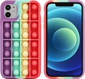 iMoshion Pop It Fidget Toy - Pop It hoesje voor de iPhone 12, iPhone 12 Pro - Rainbow