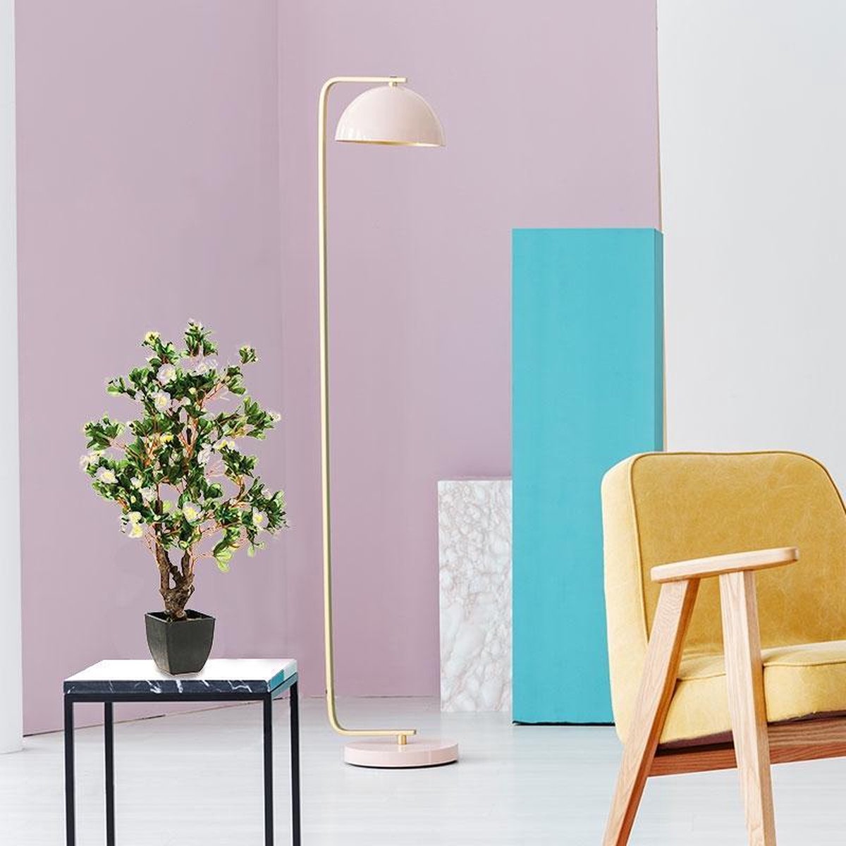 Decoratieve kunstmatige azalea 81cm - Kunststof|Polyester|Ciment - Wit - Wit - SILUMEN