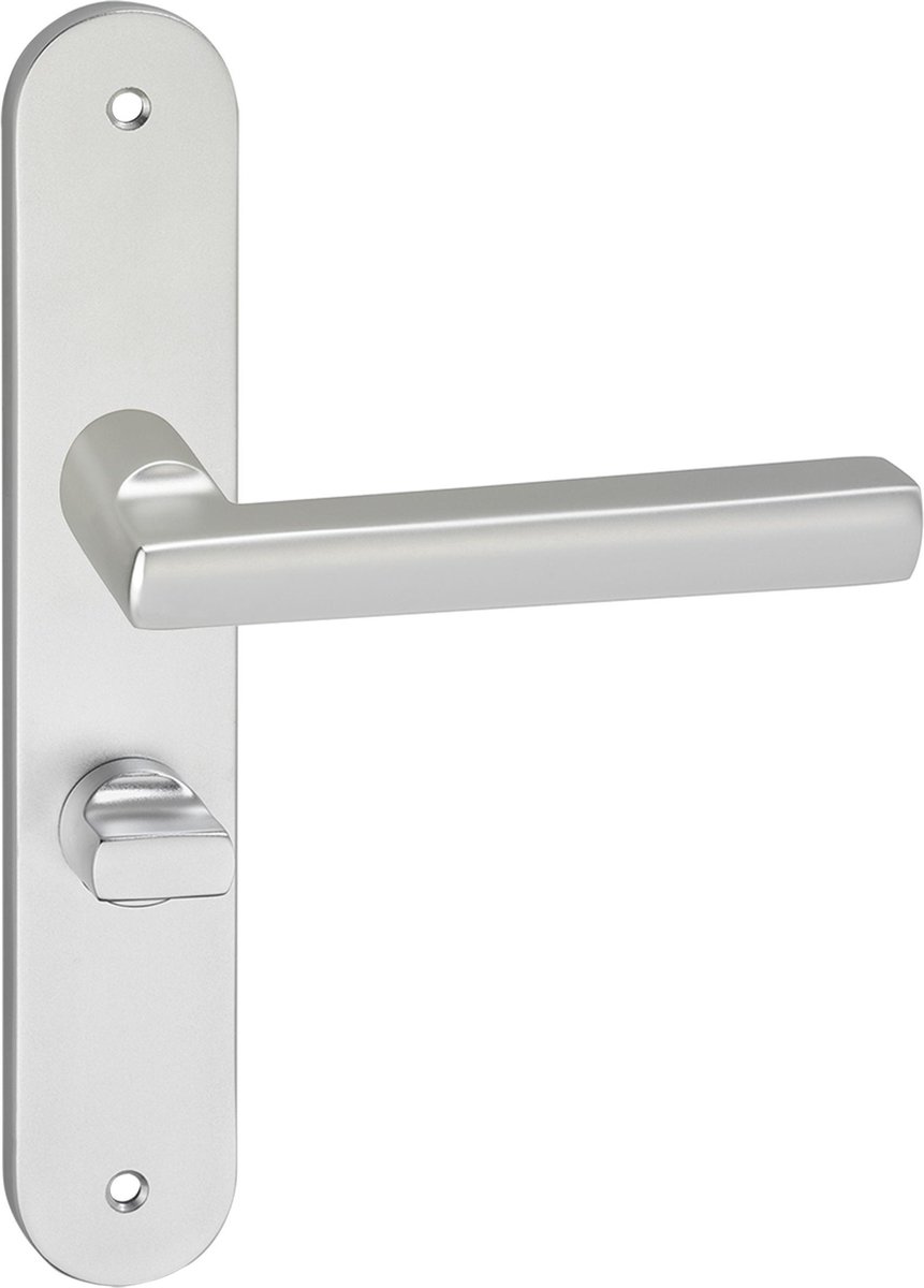 Deurkruk - Impresso Leeds - Voor binnen - Ovaal deurschild met schroeven en toiletsluiting - Aluminium - 2 stuks