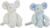 J-Line Muis Pluche Wit/Blauw Large Assortiment Van 2