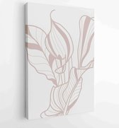 Botanical wall art vector set. Earth tone boho foliage line art drawing with abstract shape. 1 - Moderne schilderijen – Vertical – 1827183851 - 50*40 Vertical