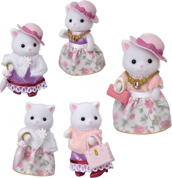 SYLVANIAN LA FILLE CHAT BICOLORE ET SON GOUTER D'ANNIVERSAIRE PERSONNAGES  ET TENUES 